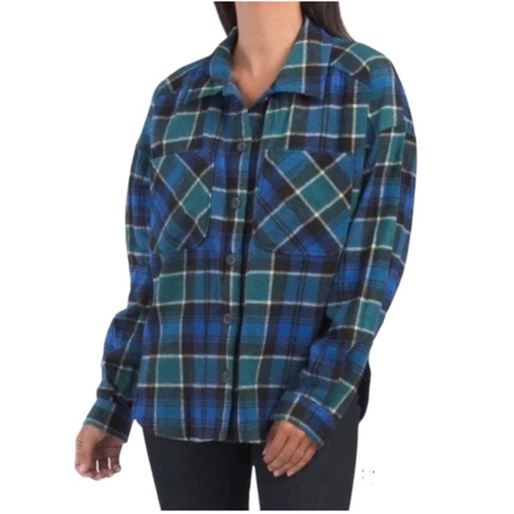 Zara Jackets & Blazers - Zara Blue & Green Plaid Shacket – Women’s Size S – Cozy Oversized Flannel Jacket